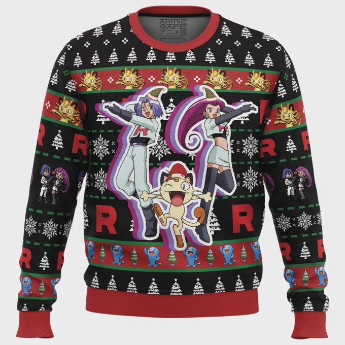 Get Festive With The Team Rocket Pokemon Ugly Christmas Sweater – Perfect For Pokemon Fans! 2