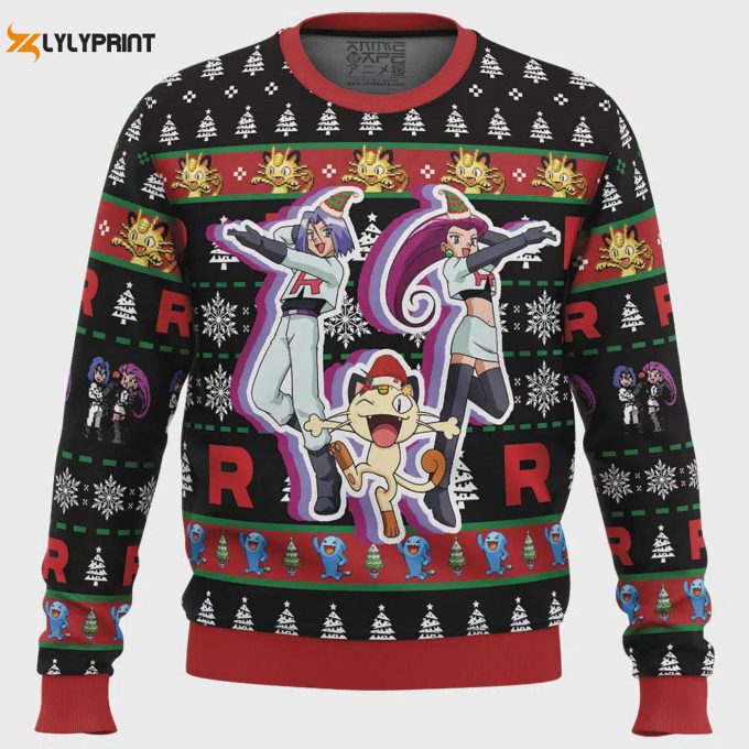 Get Festive With The Team Rocket Pokemon Ugly Christmas Sweater – Perfect For Pokemon Fans! 1