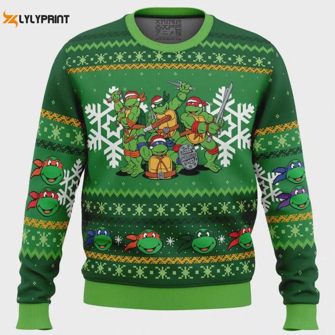 Get Festive With Teenage Mutant Ninja Turtles Ugly Christmas Sweater – Perfect Holiday Attire!