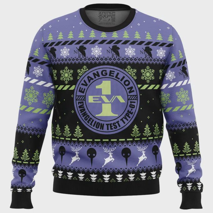 Eva-01 Neon Genesis Ugly Christmas Sweater - Festive &Amp; Stylish Anime-Inspired Attire 2