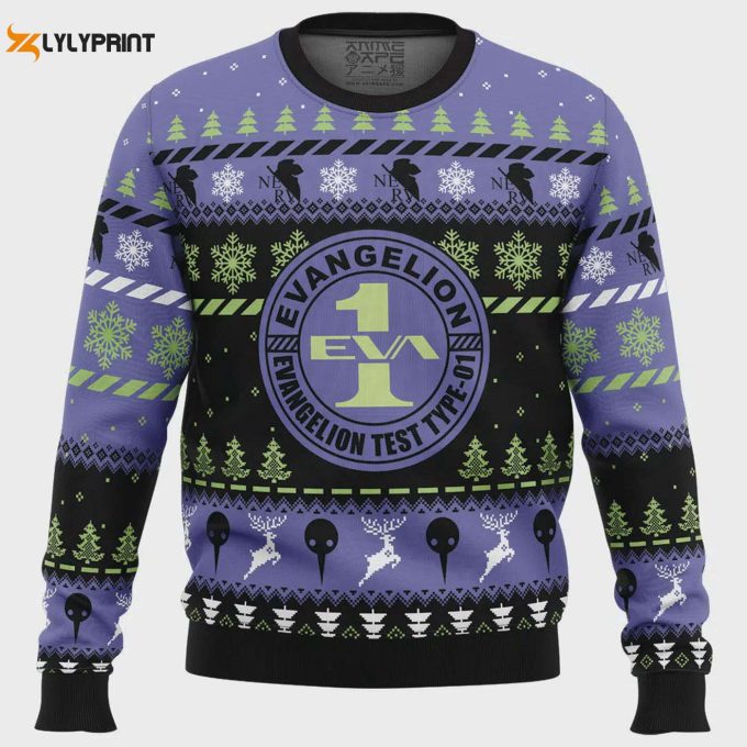 Eva-01 Neon Genesis Ugly Christmas Sweater - Festive &Amp;Amp; Stylish Anime-Inspired Attire 1