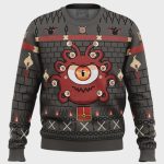 Get Festive with the Beholder Dungeons and Dragons Ugly Christmas Sweater – Perfect for Tabletop Gaming Fans!