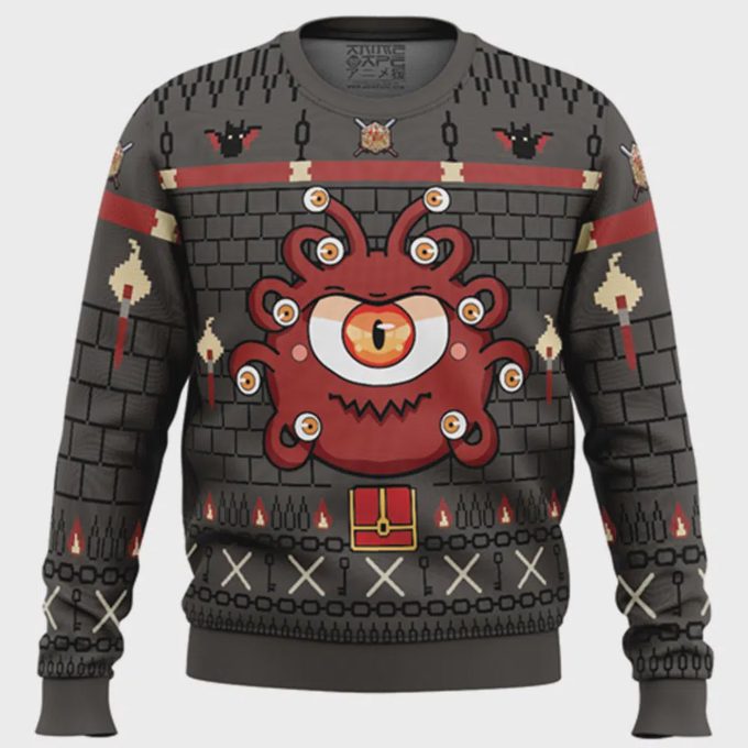 Get Festive With The Beholder Dungeons And Dragons Ugly Christmas Sweater – Perfect For Tabletop Gaming Fans!