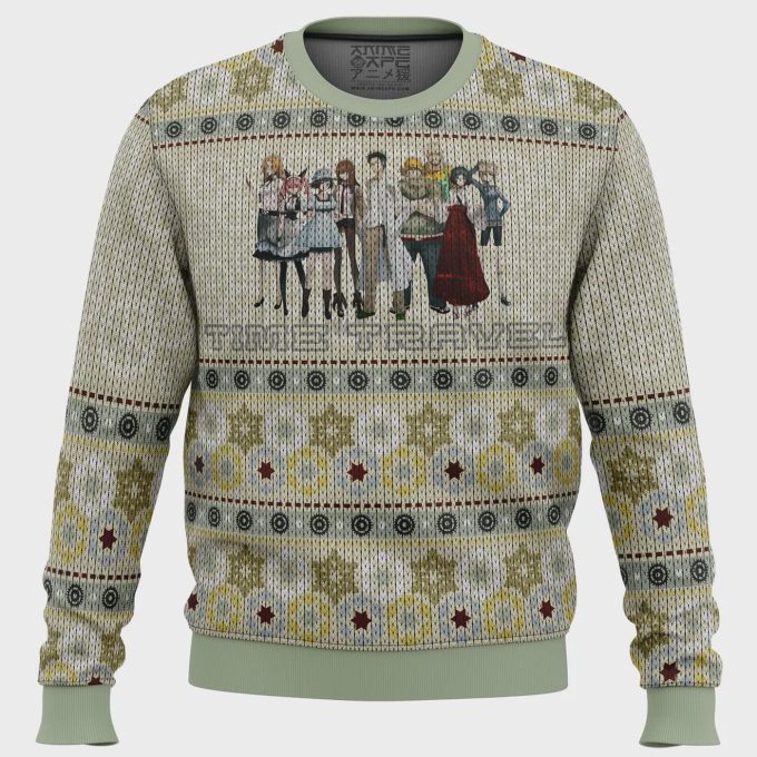 Get Festive With The Elite Team Steins Gate Ugly Christmas Sweater – Limited Edition Fun For Anime Fans!