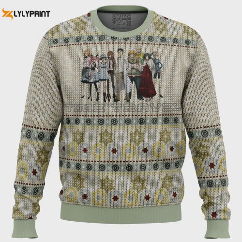 Get Festive with the Elite Team Steins Gate Ugly Christmas Sweater – Limited Edition Fun for Anime Fans!