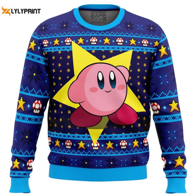 Pink Hero Kirby S Dream Land Ugly Christmas Sweater – Festive &Amp;Amp; Fun Gaming Apparel!