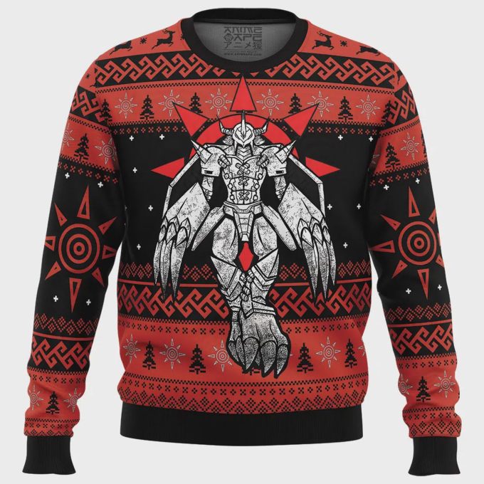 Unleash The Festive Spirit With Dragon Wargreymon Digimon Ugly Christmas Sweater