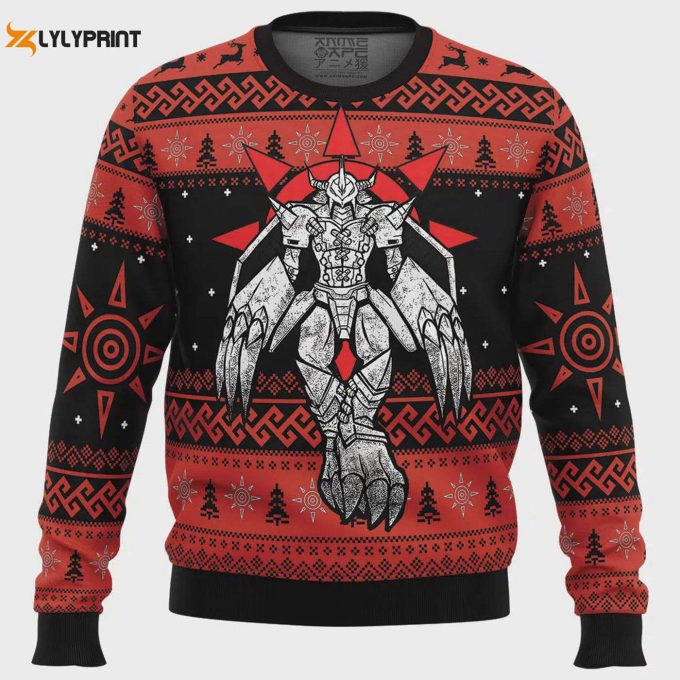 Unleash The Festive Spirit With Dragon Wargreymon Digimon Ugly Christmas Sweater