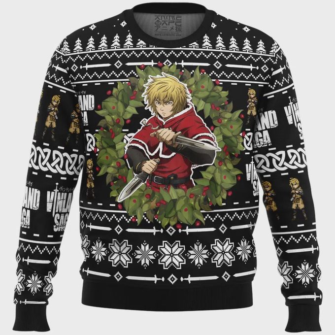 Get Festive With The Thorfinn Vinland Saga Ugly Christmas Sweater - Perfect Holiday Attire! 2