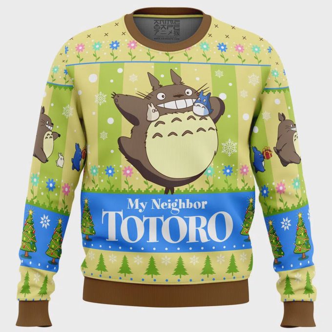 Totoro And Friends Ugly Christmas Sweater - My Neighbor Totoro Festive Apparel 2