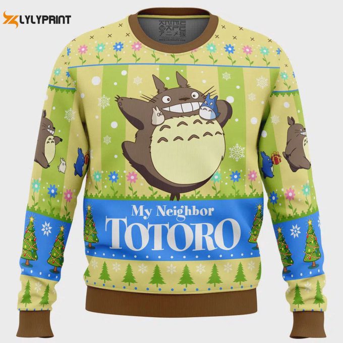 Totoro And Friends Ugly Christmas Sweater - My Neighbor Totoro Festive Apparel 1