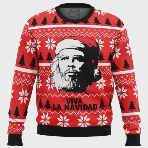 Get Festive with Viva La Navidad Che Guevara Ugly Christmas Sweater – Perfect Holiday Gift!