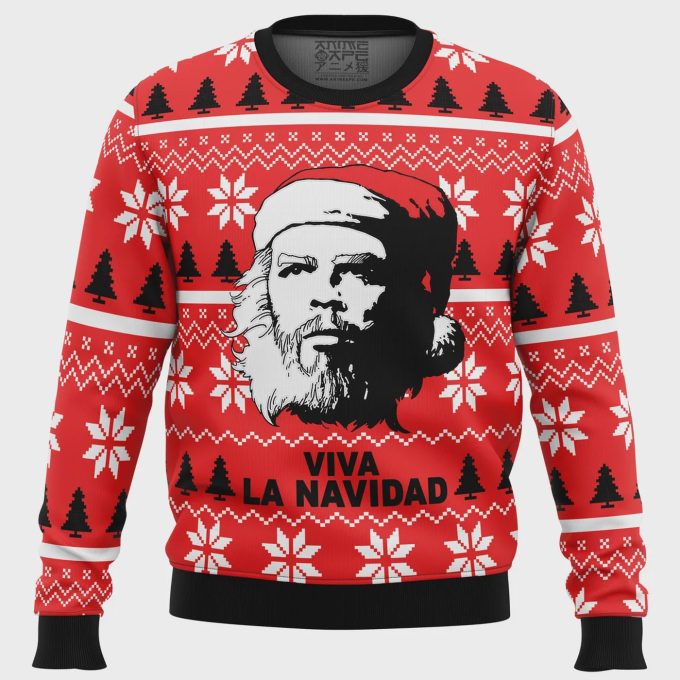 Get Festive With Viva La Navidad Che Guevara Ugly Christmas Sweater – Perfect Holiday Gift!