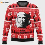 Get Festive with Viva La Navidad Che Guevara Ugly Christmas Sweater – Perfect Holiday Gift!