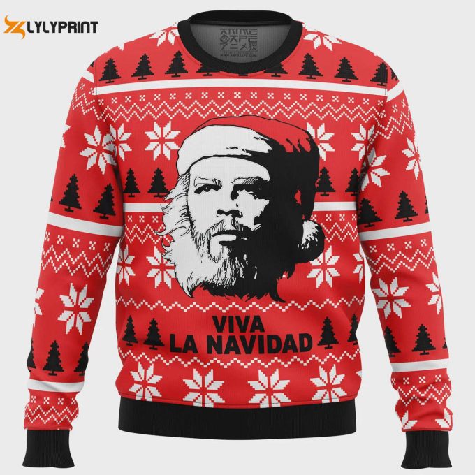 Get Festive With Viva La Navidad Che Guevara Ugly Christmas Sweater – Perfect Holiday Gift!