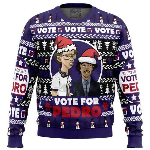 Get Festive with the Vote for Pedro Ugly Christmas Sweater – Perfect for Napoleon Dynamite Fans!