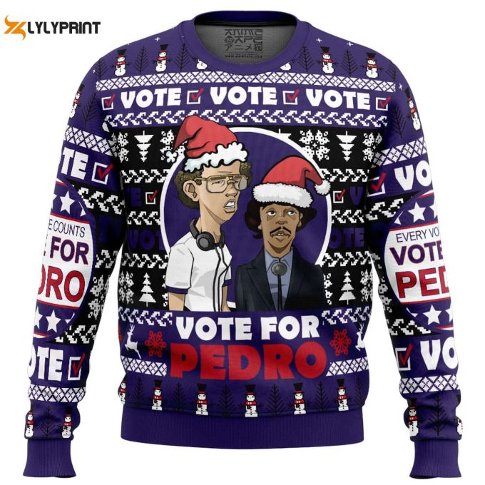 Get Festive With The Vote For Pedro Ugly Christmas Sweater - Perfect For Napoleon Dynamite Fans! 1