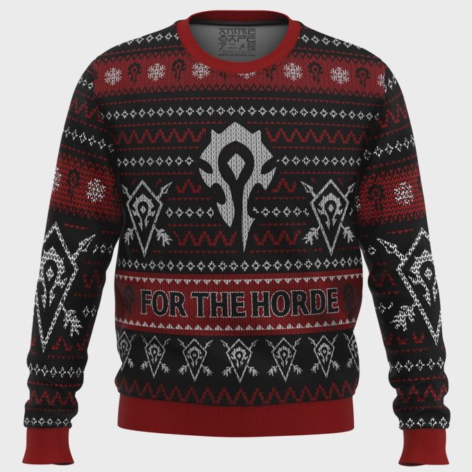 Get Festive With World Of Warcraft For The Horde Ugly Christmas Sweater - Perfect Gift For Gamers! 2