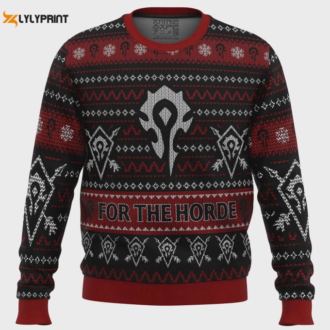 Get Festive With World Of Warcraft For The Horde Ugly Christmas Sweater - Perfect Gift For Gamers! 1