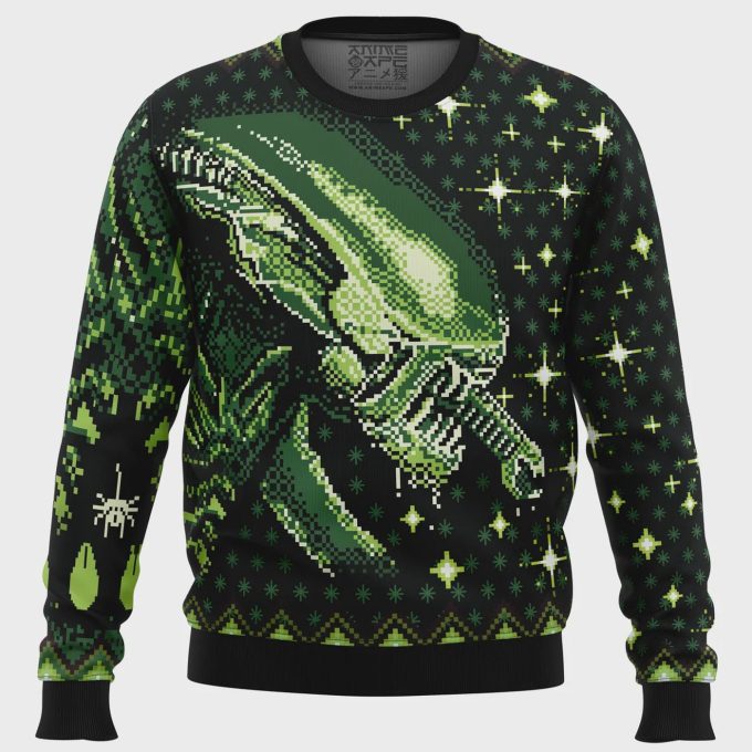 Get Festive With The Xenomorph Alien Ugly Christmas Sweater - A Unique Holiday Fashion Delight! 2