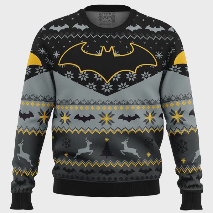 Get Festive With Xmas Batman Dc Comics Ugly Christmas Sweater – Perfect For Comic Fans!