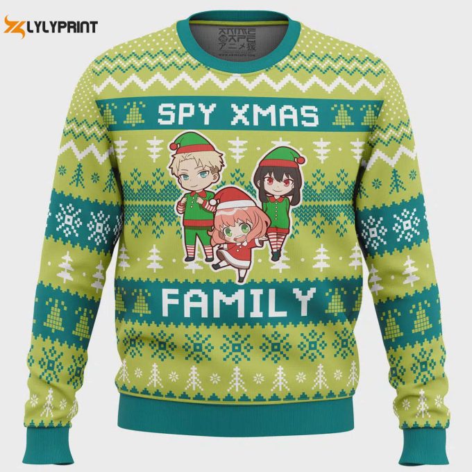 Get Festive With Xmas Family Spy X Family Ugly Christmas Sweater - Perfect Holiday Attire 1