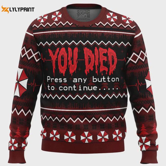 You Died Resident Evil Ugly Christmas Sweater: Get Spooky Festive Vibes! 1