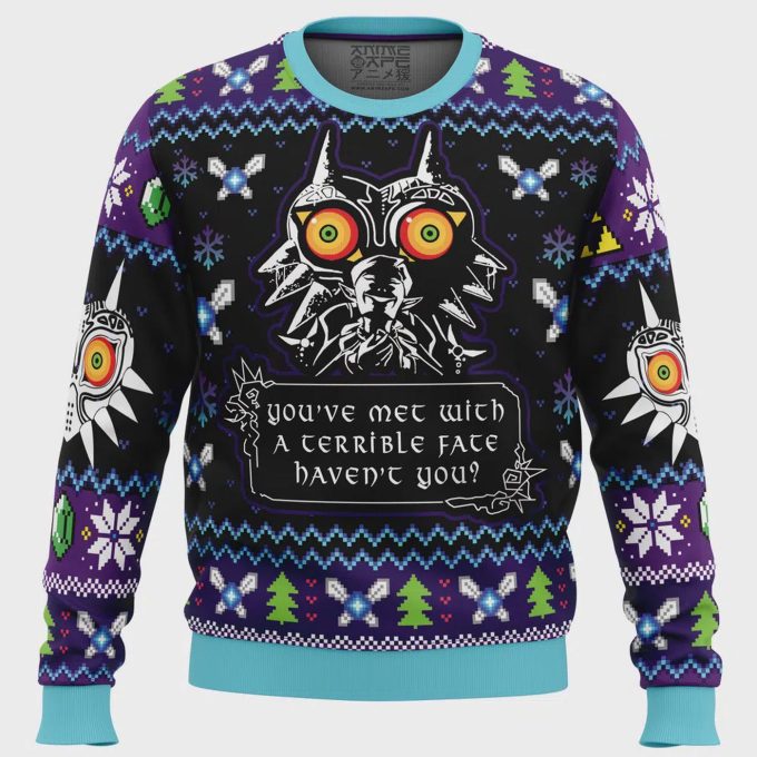 Get Festive With Majora’s Mask Zelda Ugly Christmas Sweater – Perfect For Fans Of The Game!