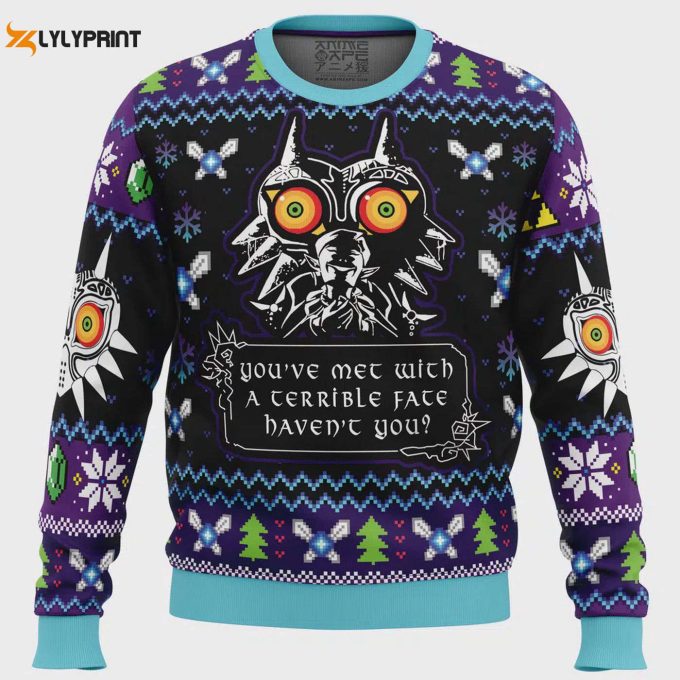 Get Festive With Majora’s Mask Zelda Ugly Christmas Sweater – Perfect For Fans Of The Game!