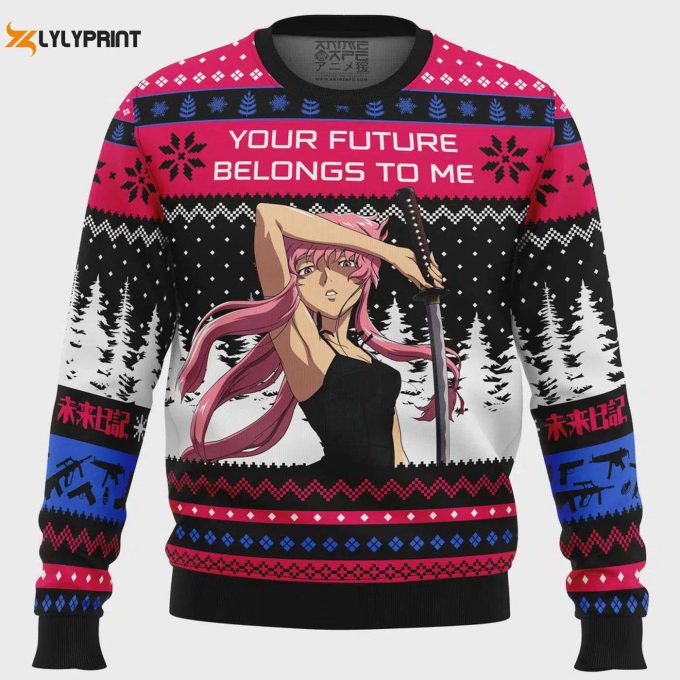 Get Festive With Your Future Belong To Me Ugly Christmas Sweater - The Future Diary 1