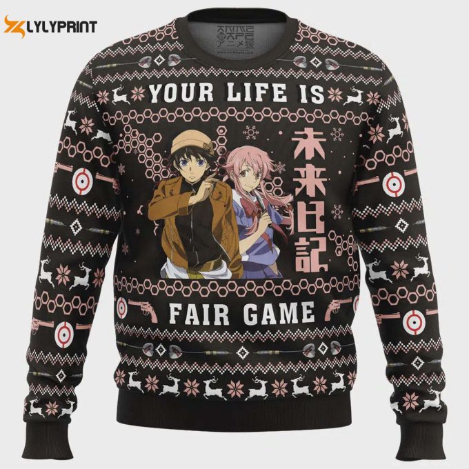 Get Festive With The Your Life Is Fair Game Future Diary Ugly Christmas Sweater 1