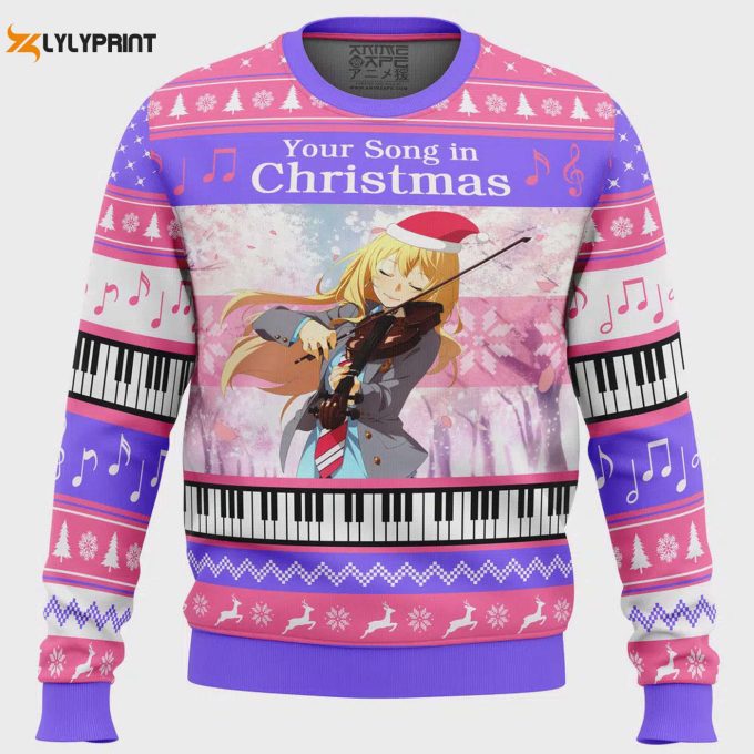 Get Festive With Your Song In Christmas Your Lie In April Ugly Christmas Sweater 1