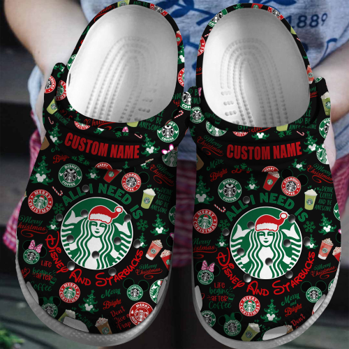 Stylish All I Need Starbucks Clogs – Merry Christmas Black Clogs for Kids & Adults