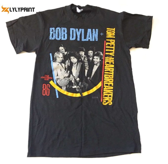 Rare 1986 Bob Dylan Tom Petty Heartbreakers T-Shirt – True Confessions Tour Vintage