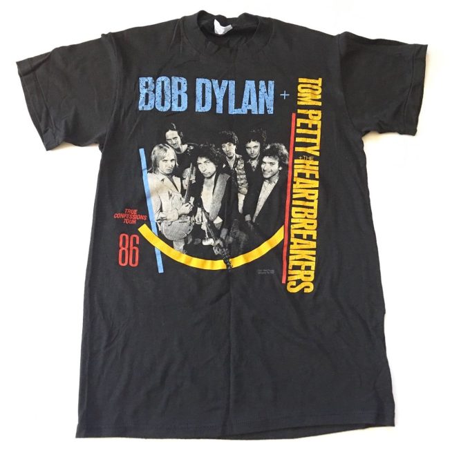 Rare 1986 Bob Dylan Tom Petty Heartbreakers T-Shirt – True Confessions Tour Vintage