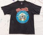 90s Vintage Aerosmith Aero Force One Tour T-Shirt Faded Black Single Stitch Overd Band