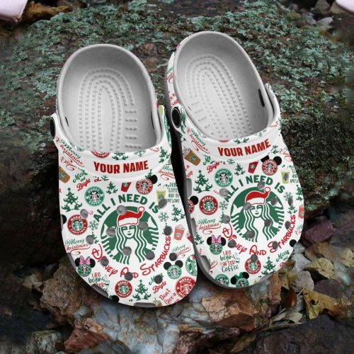 Get Festive with All I Need Starbucks Christmas White Clogs – Perfect for Kids & Adults