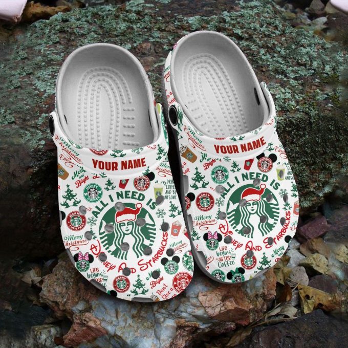 Get Festive With All I Need Starbucks Christmas White Clogs – Perfect For Kids &Amp; Adults