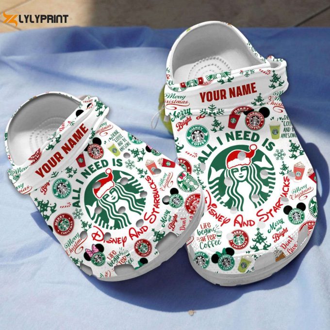 Get Festive With All I Need Starbucks Christmas White Clogs – Perfect For Kids &Amp;Amp; Adults