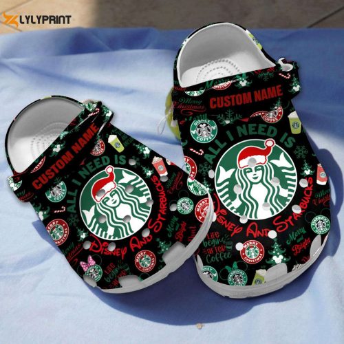 Stylish All I Need Starbucks Clogs – Merry Christmas Black Clogs for Kids & Adults