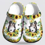 SunflowerCrocs Black Australian Shepherd Dog Christmas Clog Shoes: Perfect for Animal Lovers