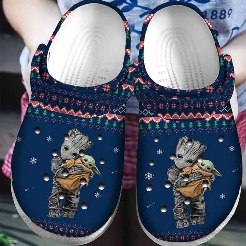 Unique Baby Yoda & Groot Christmas ClogCrocs-Shoes: Festive Ugly Pattern for Men & Women