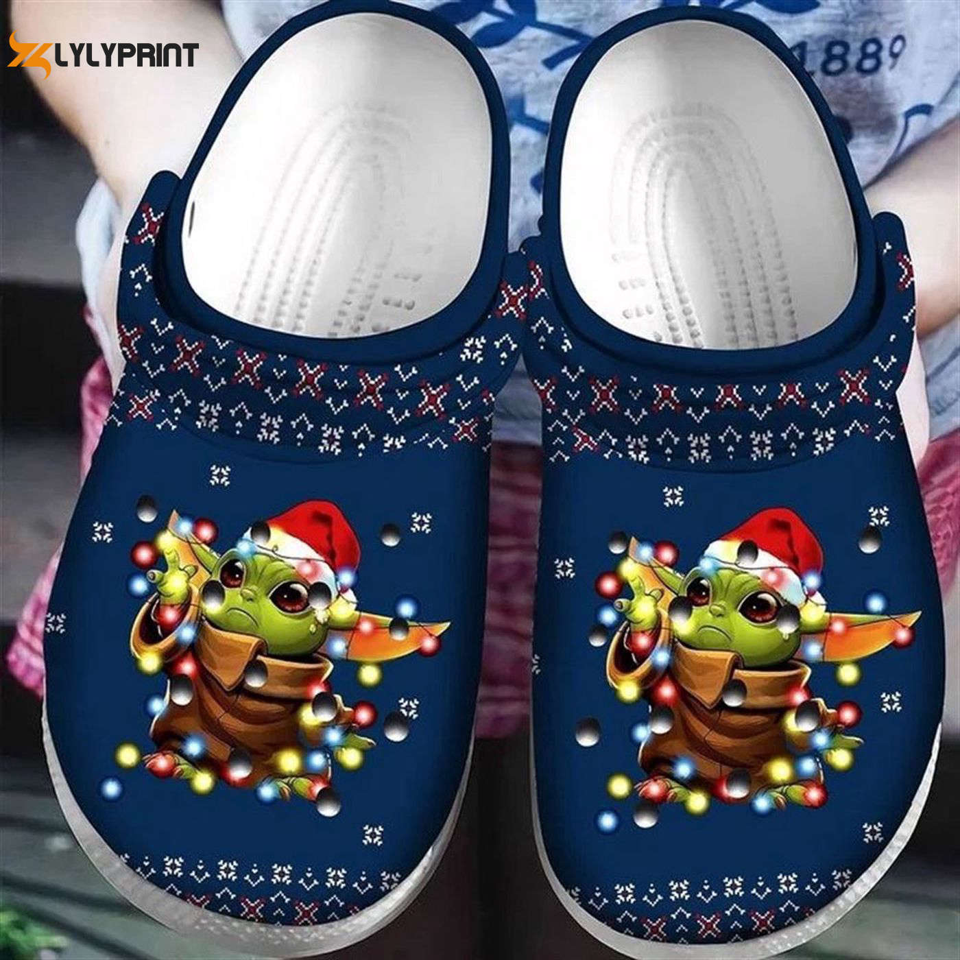 Festive Baby Yoda Christmas Lights Ugly Pattern Crocband Clogs – Perfect Holiday Shoes for Men & Women! Festive Baby Yoda Christmas Lights Ugly Pattern Crocband Clogs – Perfect Holiday Shoes for Men & Women!