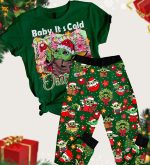 Baby Yoda Christmas Pajamas Set – Star Wars Xmas T-Shirt Pants Grogu Santa PJs Disney Cartoon Gift