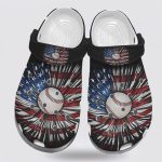 Baseball Ball Falls USA Flag Player Shoes Batter Girl Crocs – Wonderful Christmas Clog Shoes