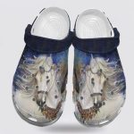 Wild Animals Christmas Canvas: Beautiful White Horse Sloth-Free & Free As a Horse Crocs Clog Shoes