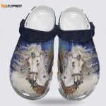 Wild Animals Christmas Canvas: Beautiful White Horse Sloth-Free & Free As a Horse Crocs Clog Shoes