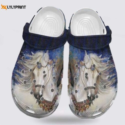 Wild Animals Christmas Canvas: Beautiful White Horse Sloth-Free & Free As a Horse Crocs Clog Shoes