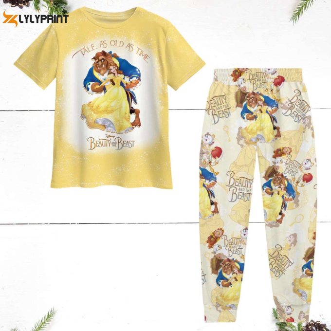 Enchanting Beauty And The Beast Pajamas Set: Belle Princess Shirt Disney Christmas Pjs Magic Kingdom Gift