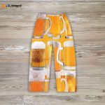 Beer Pajama Pants: Funny Gift for Dad Best Christmas Gift for Him – Matching Couples Pajamas with Beer Mug Print